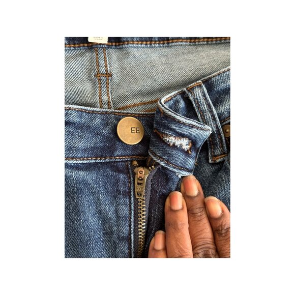 Evereve Women's Jeans Size 26 Medium Wash, Raw Hem Skinny Stretch Denim EE Butto - Picture 5 of 12
